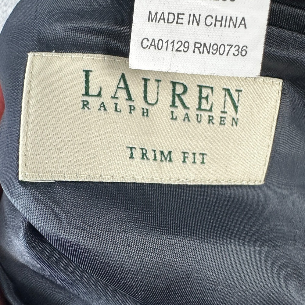 Lauren Ralph Lauren‎ Suit Jacket Mens 44L Gray 100% Wool Trim Fit Blazer - Picture 12 of 14